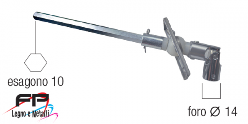 Snodo cardanico con astina esagonale verticale 35°